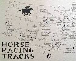 map of Kentucky showing the locations of horse racing tracks